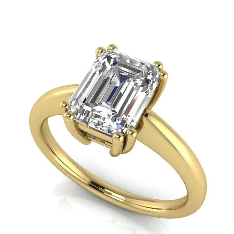 6 Prong Donut Emerald Cut Lab Diamond Engagement Ring