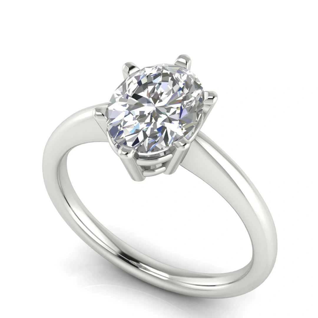 6 Prong Donut Oval Lab Diamond Engagement Ring