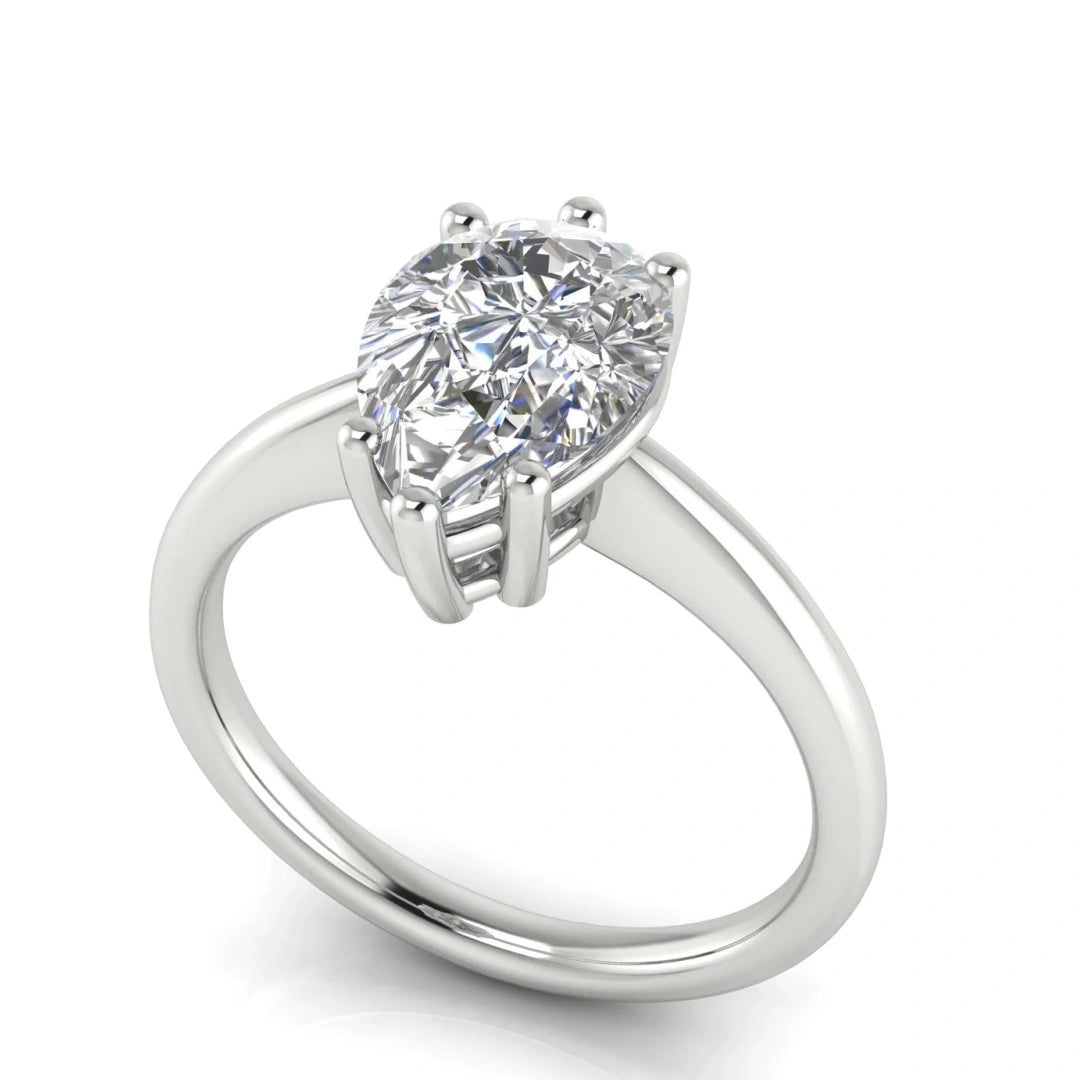 6 Prong Donut Pear Shaped Lab Diamond Engagement Ring