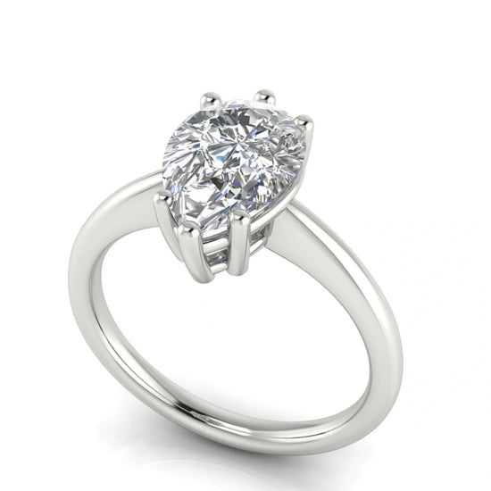 6 Prong Donut Pear Shaped Lab Diamond Engagement Ring