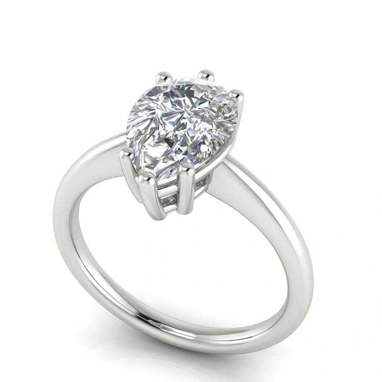 6 Prong Donut Pear Shaped Lab Diamond Engagement Ring