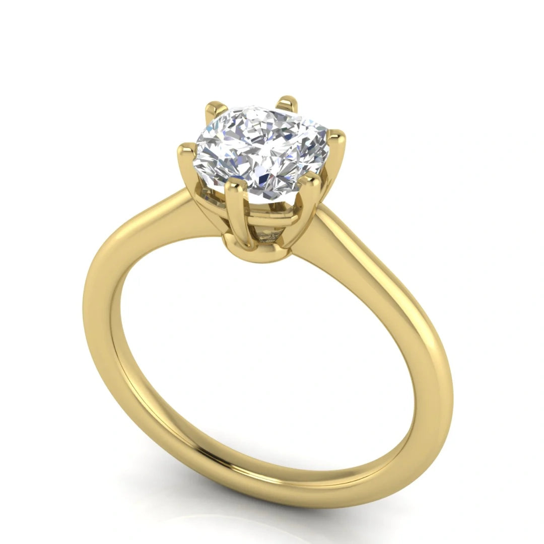 6 Prong Floating Cushion Cut Lab Diamond Engagement Ring