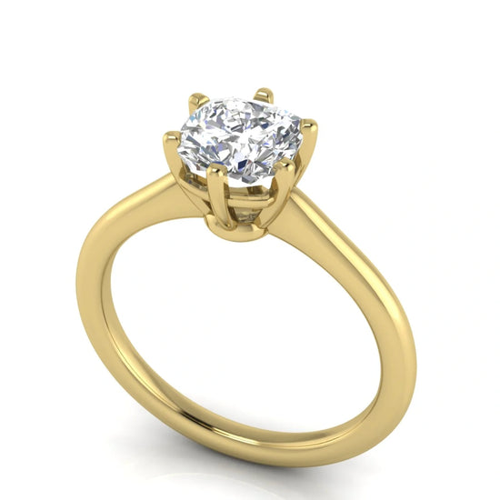6 Prong Floating Cushion Cut Lab Diamond Engagement Ring