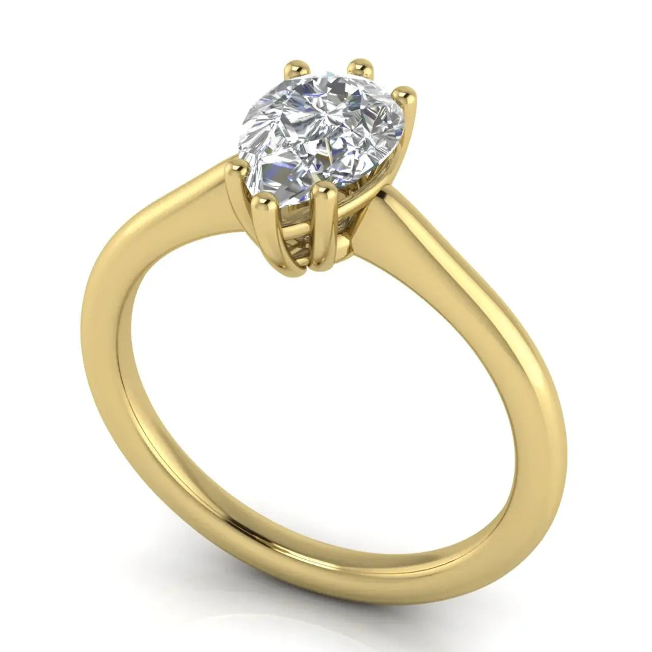 6 Prong Floating Pear Shaped Lab Diamond Engagement Ring