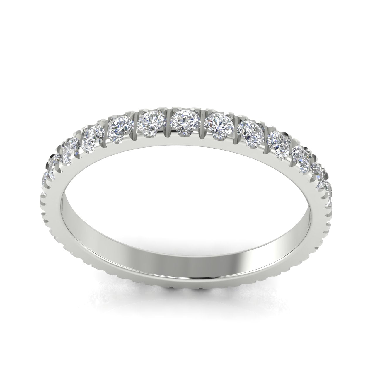 Chevron Eternity Moissanite Wedding Ring