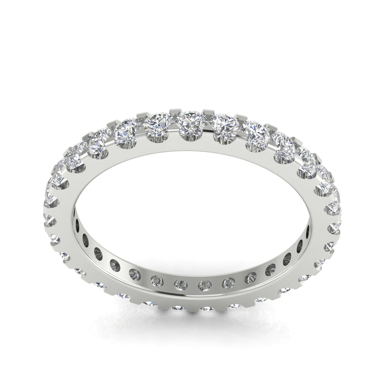 Round Cut Shared Prong Full Eternity Moissanite Wedding Ring