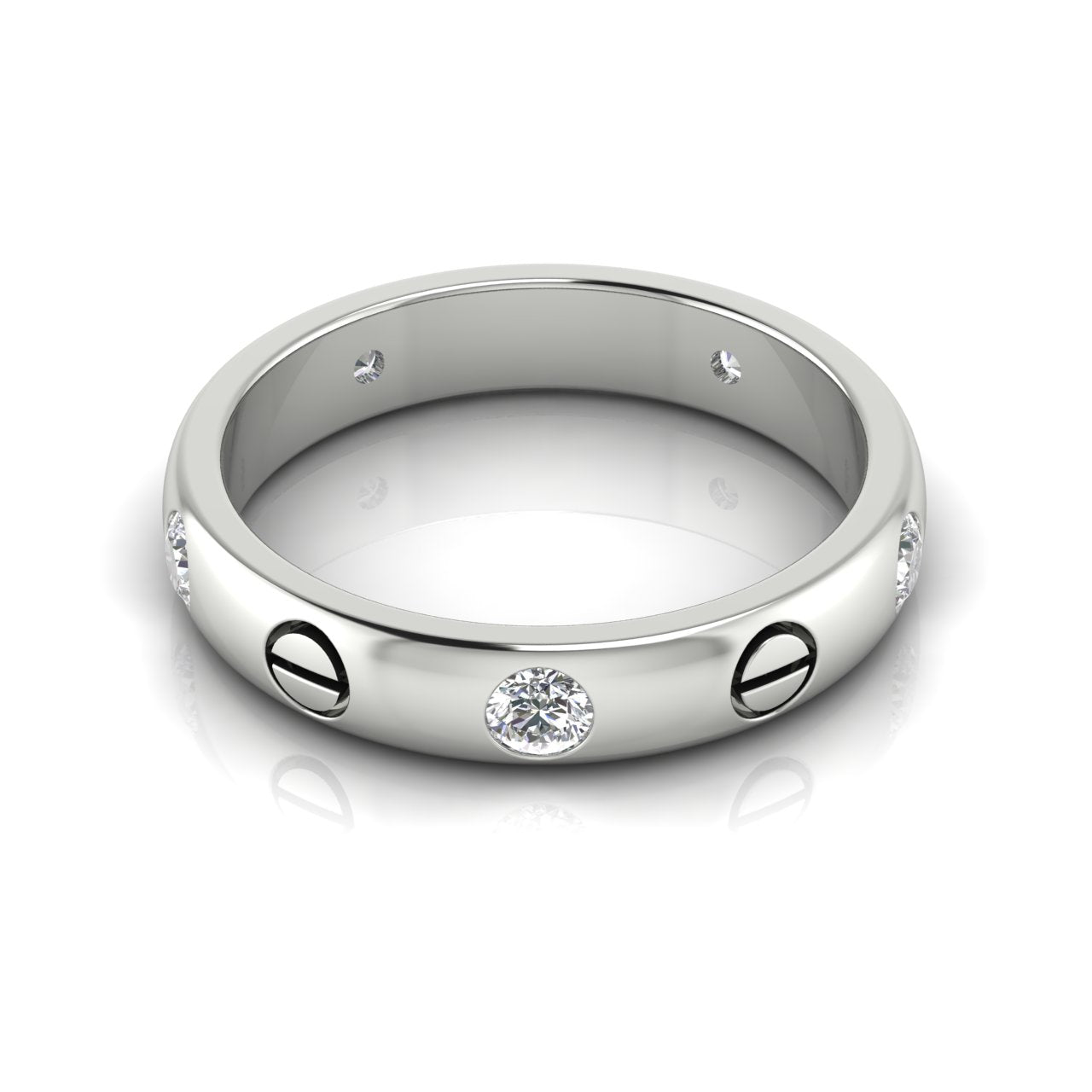 Inset Screw Moissanite Wedding Ring