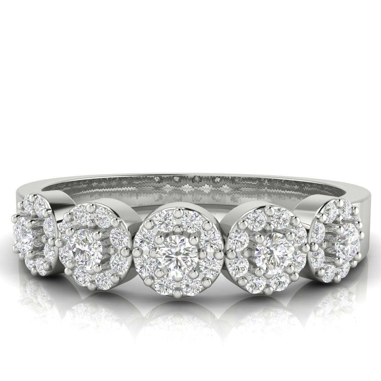 Graceful Halo Circles Half Eternity Moissanite Wedding Ring