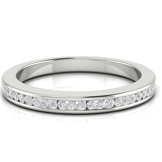 Channel Set Half Eternity Lab Diamond Wedding Ring