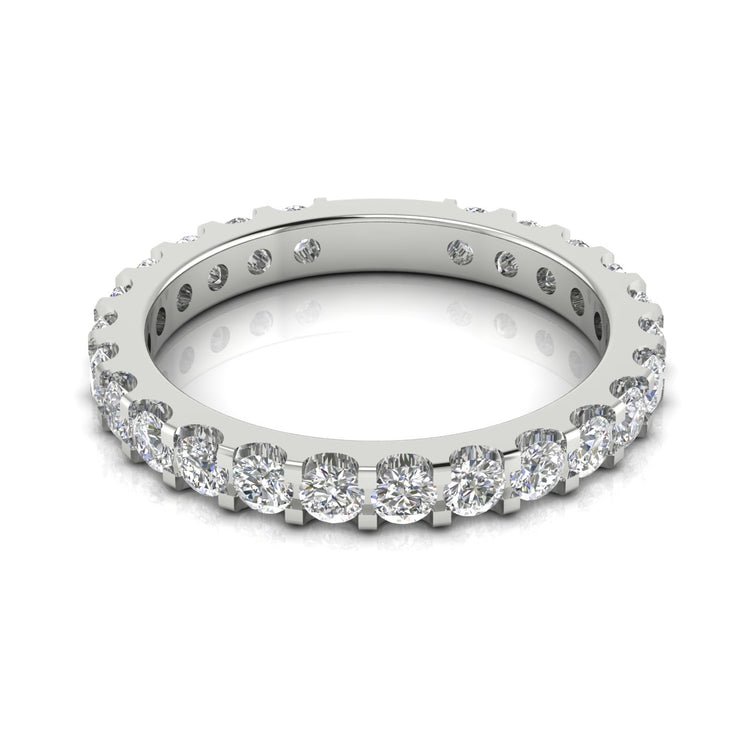 Triple Pave Row Gold Moissanite Wedding Ring