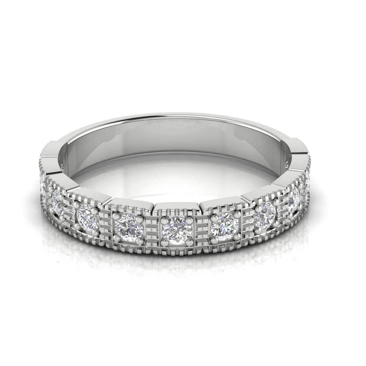 Prong Set Half Eternity Moissanite Wedding Ring