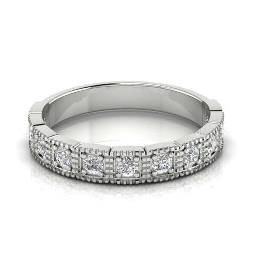 Prong Set Half Eternity Lab Diamond Wedding Ring