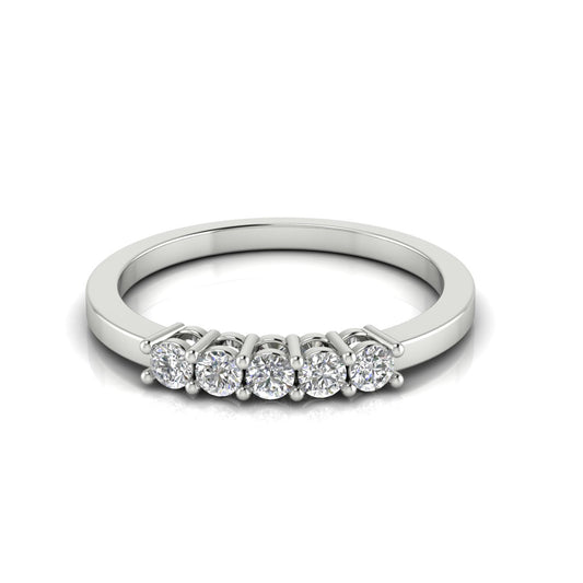 5 Stones Open Basket Set Lab Diamond Wedding Ring
