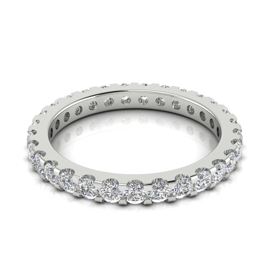 Round Cut Shared Prong Full Eternity Moissanite Wedding Ring