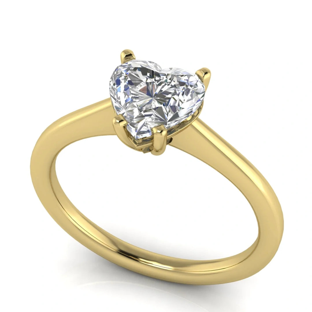 Basket Set 4 Prong Heart Shaped Lab Diamond Engagement Ring