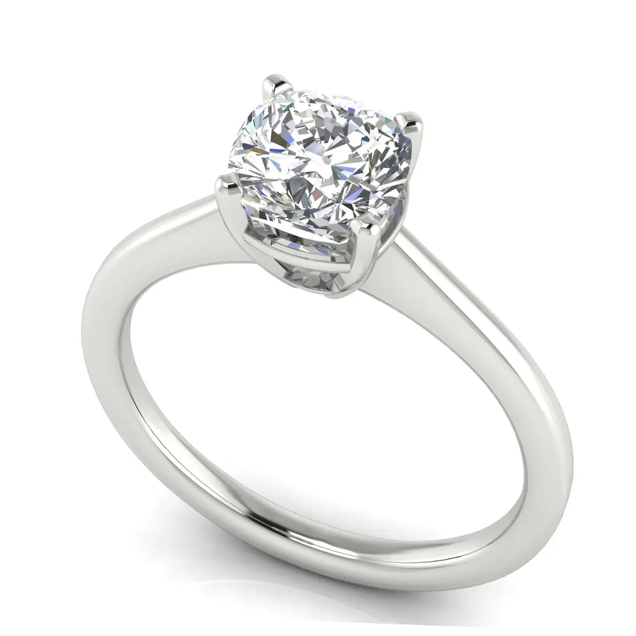 Basket Set Floating Cushion Cut Lab Diamond Engagement Ring
