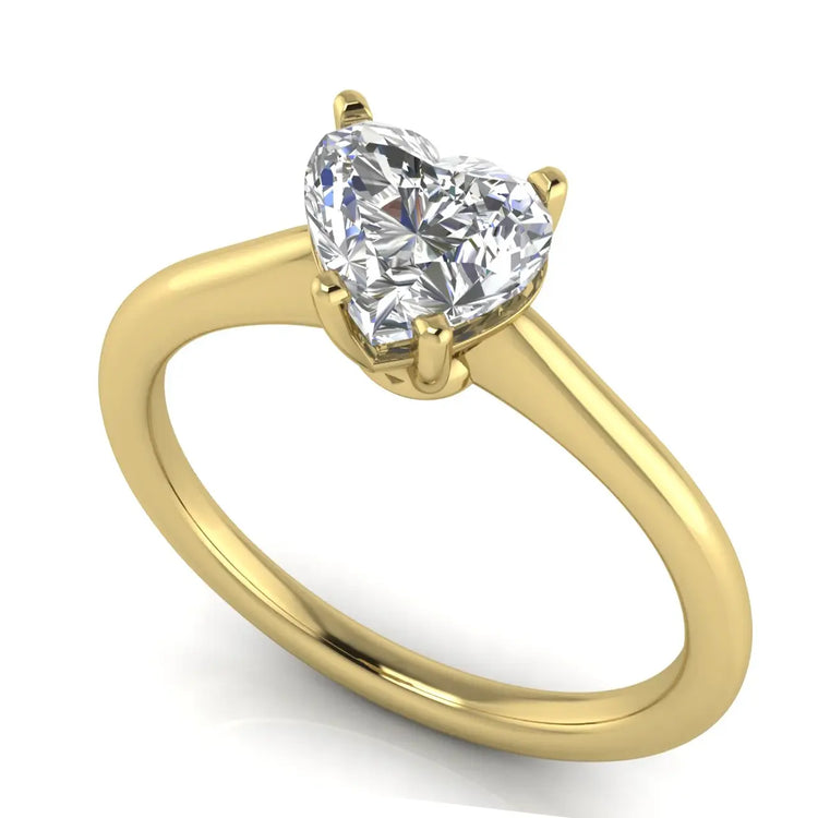 Basket Set Floating Heart Shaped Lab Diamond Engagement Ring