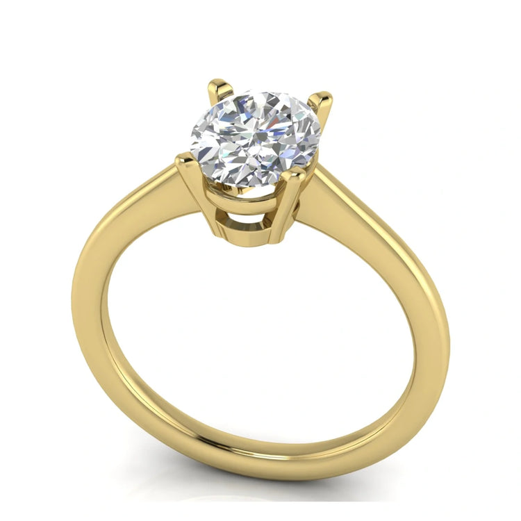 Basket Set Floating Oval Lab Diamond Engagement Ring