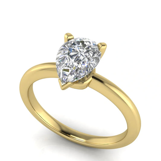 Basket Set Pear Shaped Lab Diamond Engagement Ring