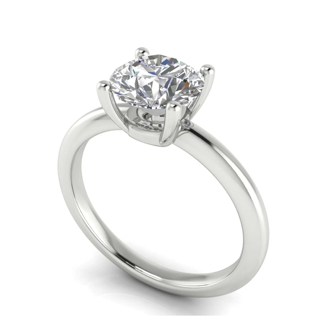 Basket Set Round Cut Lab Diamond Engagement Ring
