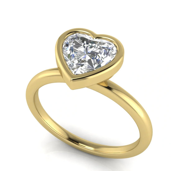 Bezel Heart Shaped Lab Diamond Engagement Ring