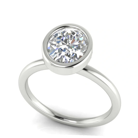 Bezel Oval Cut Lab Diamond Engagement Ring