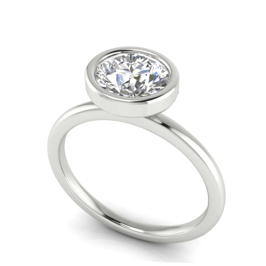 Bezel Round Cut Lab Diamond Engagement Ring