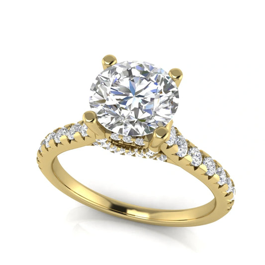 Bridge pave Round Cut Lab Diamond Engagement Ring