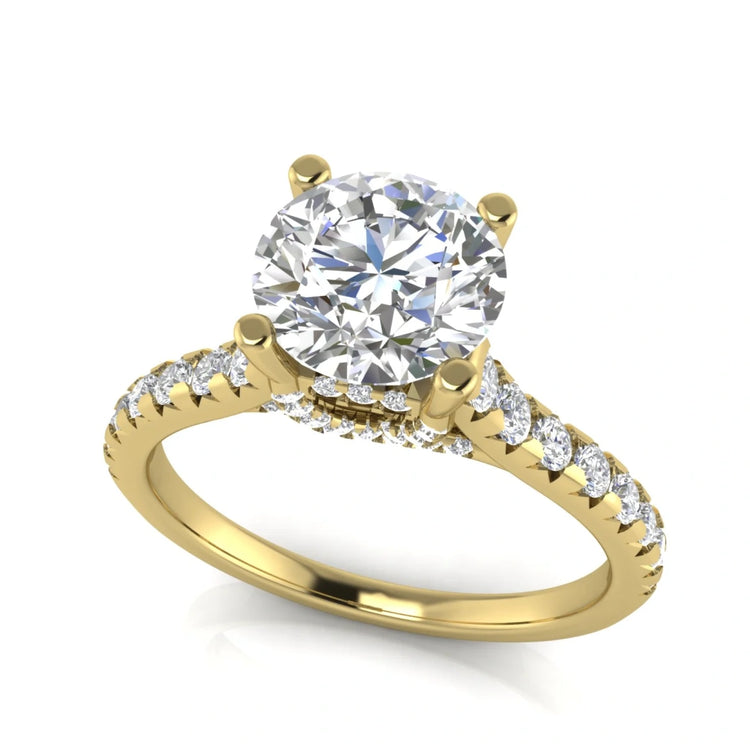 Bridge pave Round Cut Lab Diamond Engagement Ring