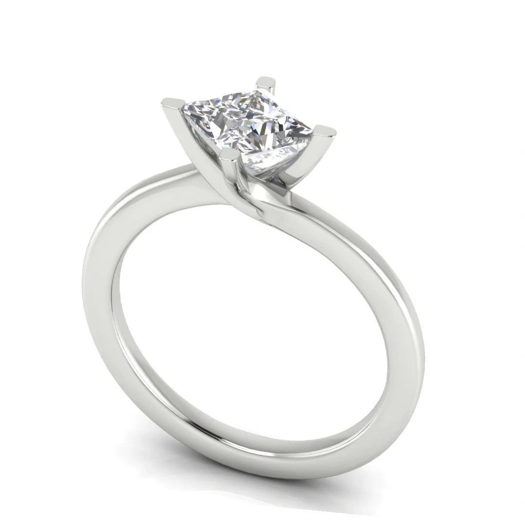 Bypass Princess Cut Lab Diamond  Engagement Ring