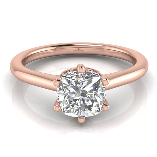 6 Prong Floating Cushion Cut Moissanite Engagement Ring