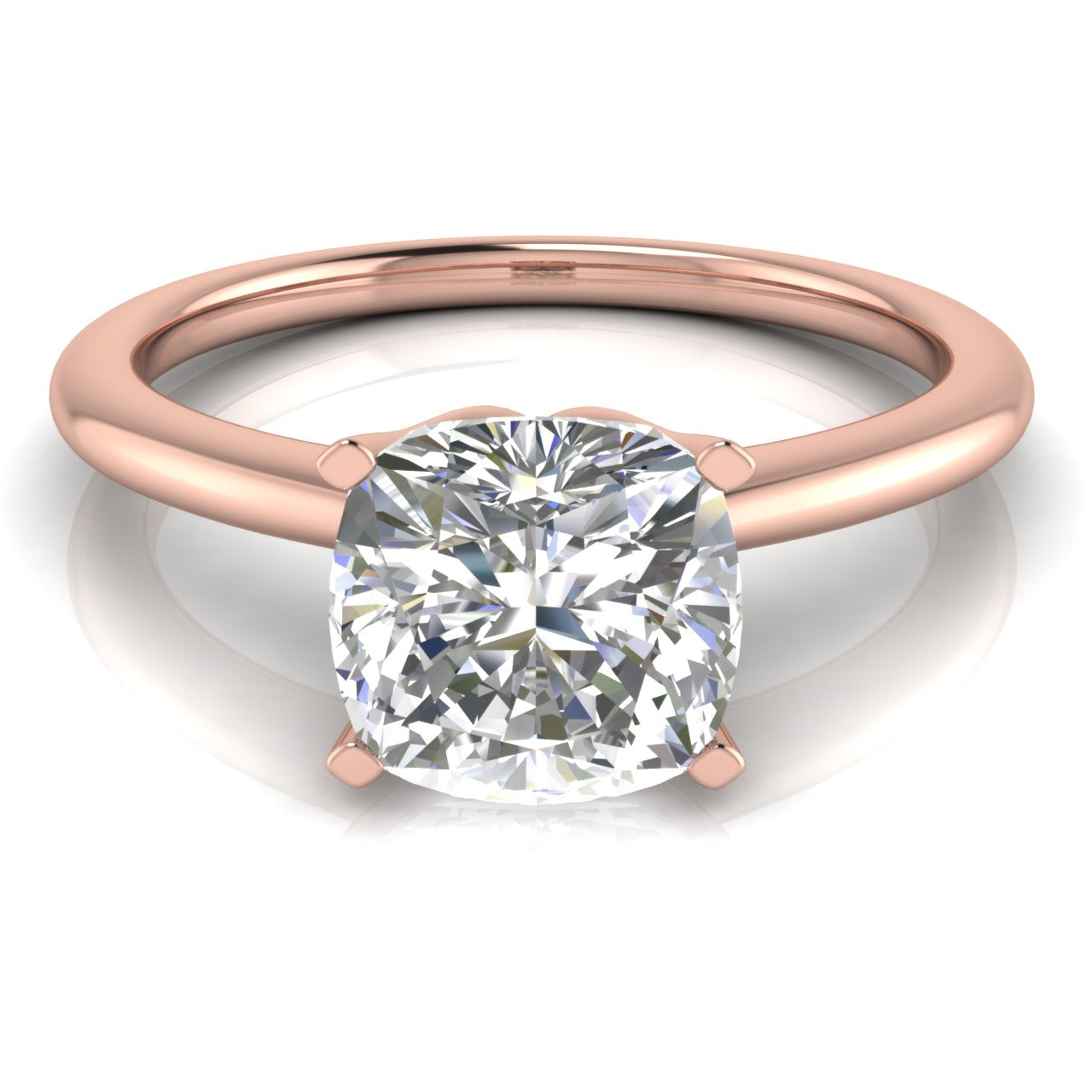 Tulip Set Cushion Cut Moissanite Engagement Ring