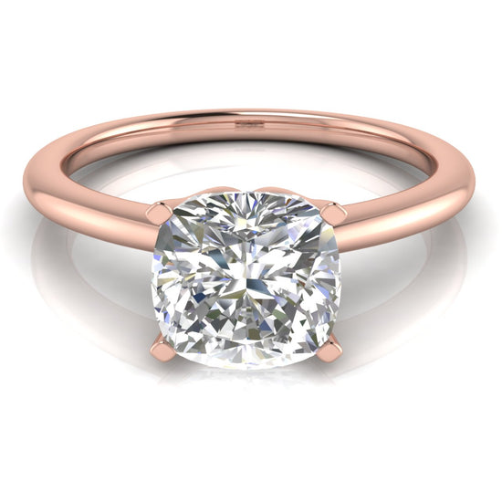 Tulip Set Cushion Cut Lab Diamond Engagement Ring