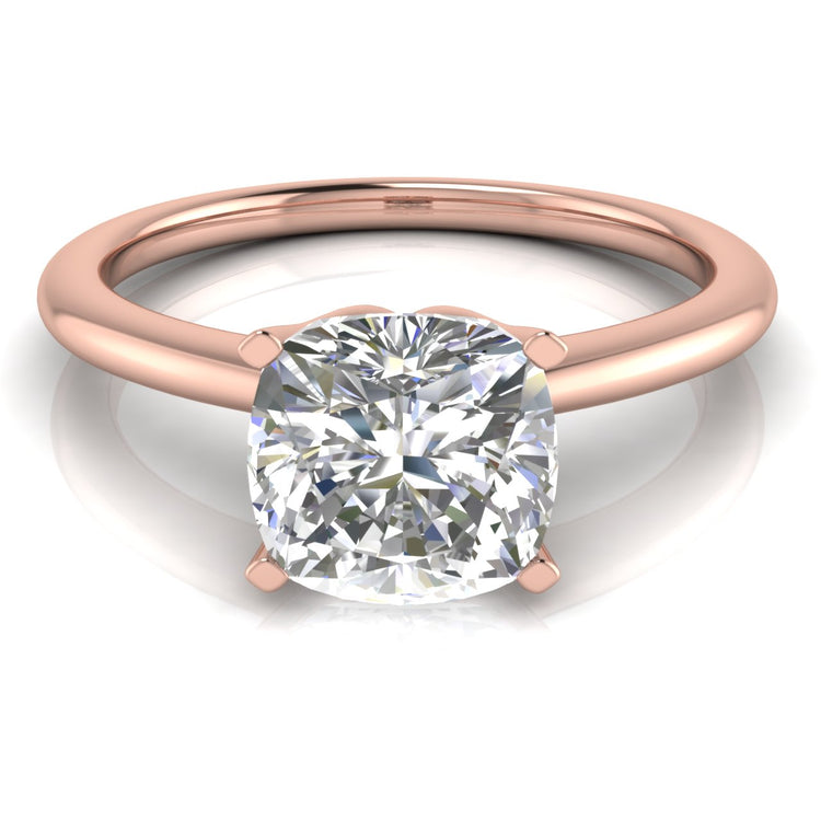 Tulip Set Cushion Cut Moissanite Engagement Ring