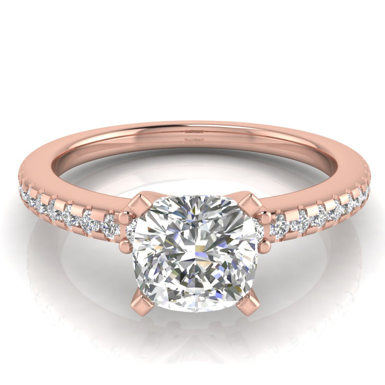 Floating Shoulder Cushion Cut Moissanite Engagement Ring