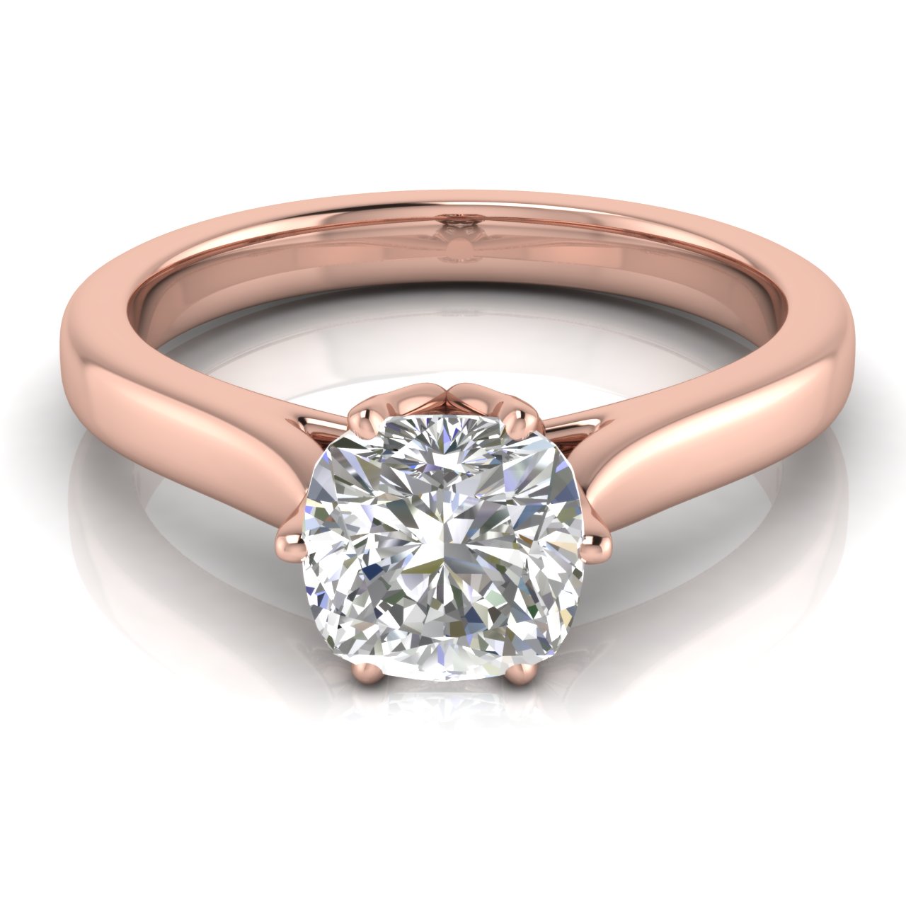 Floral Cushion Cut Moissanite Engagement Ring