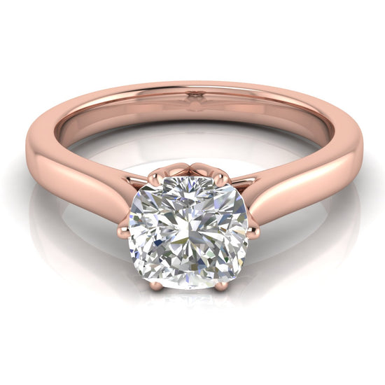 Floral Cushion Cut Lab Diamond Engagement Ring