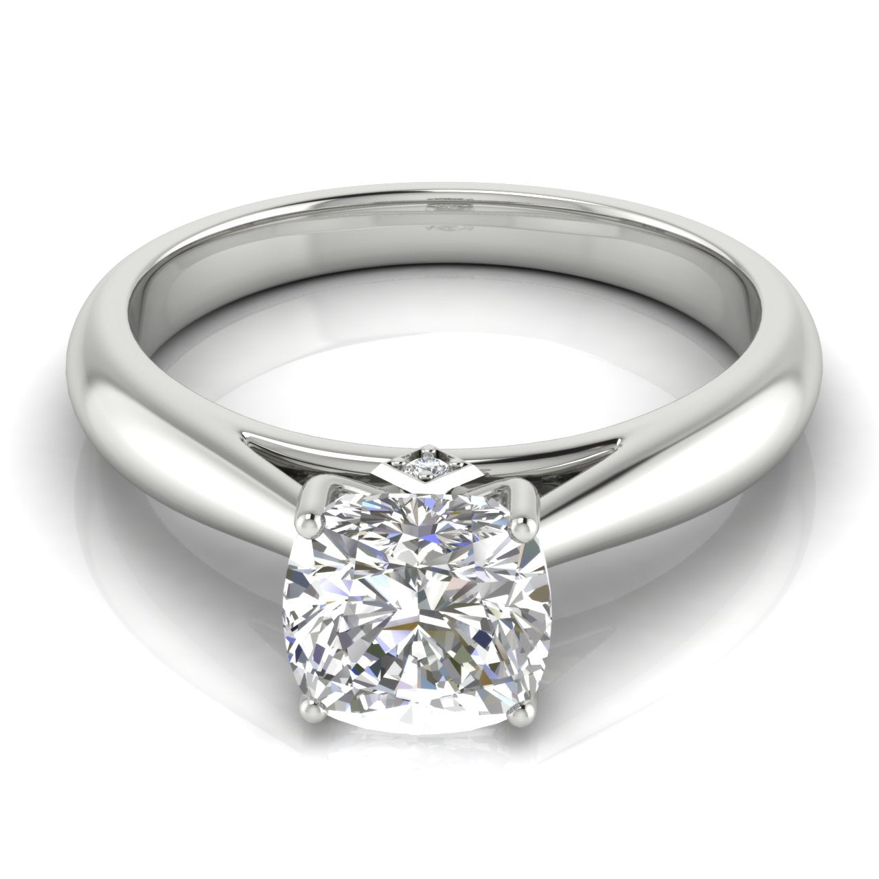 Elegant Hidden Stone Cushion Cut Lab Diamond Engagement Ring