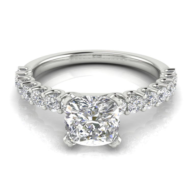 U Prong Pave Cushion Cut  Engagement Ring | Moissanite | Lab Grown Diamond