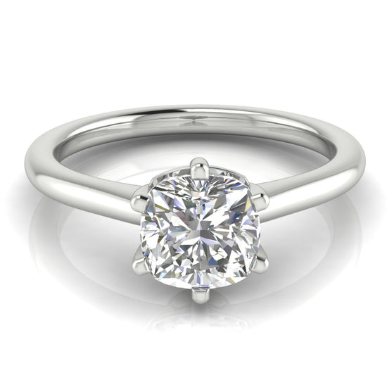 6 Prong Floating Cushion Cut Moissanite Engagement Ring