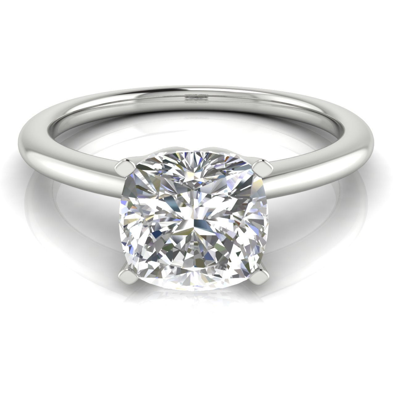 Tulip Set Cushion Cut Lab Diamond Engagement Ring