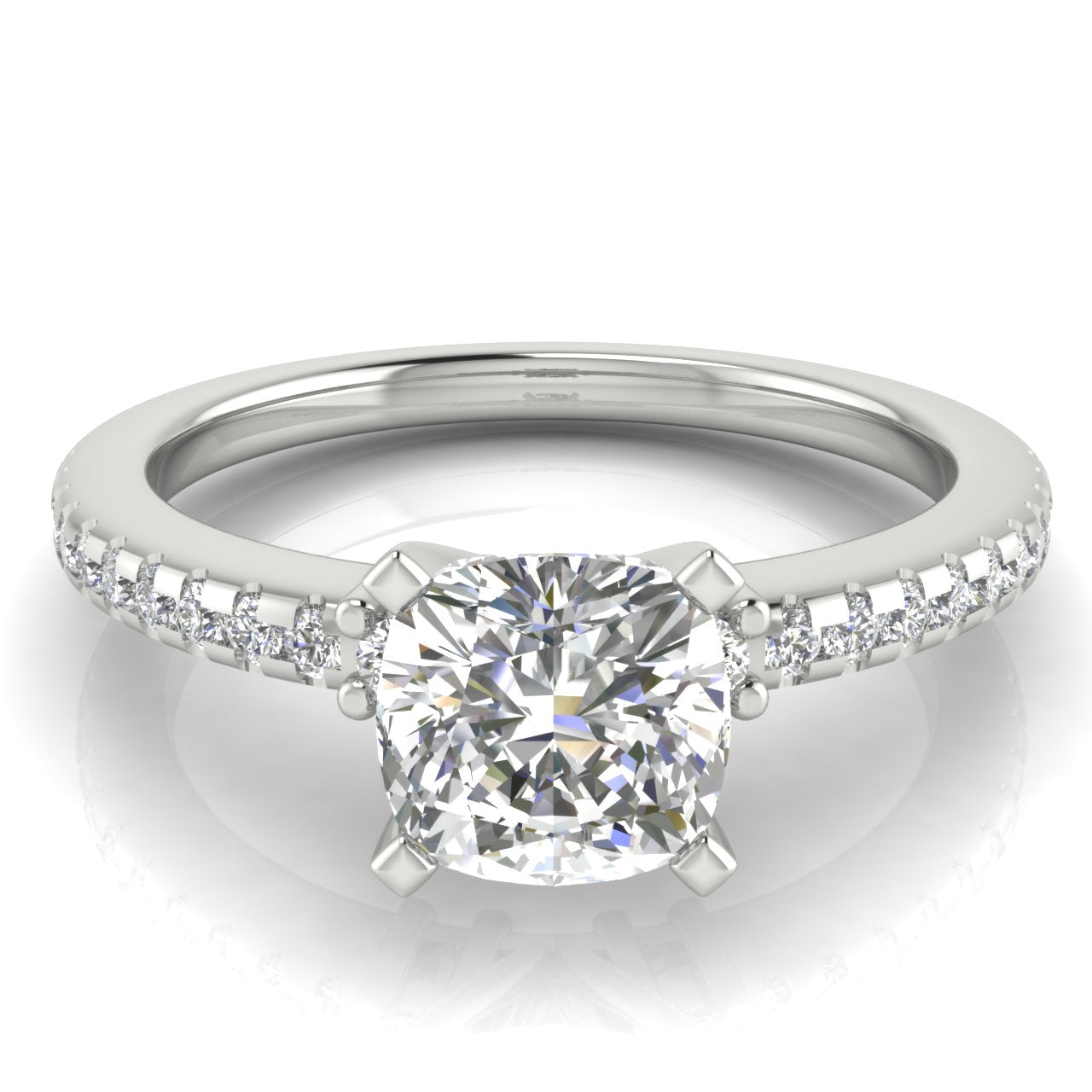 Floating Shoulder Cushion Cut Lab Diamond Engagement Ring