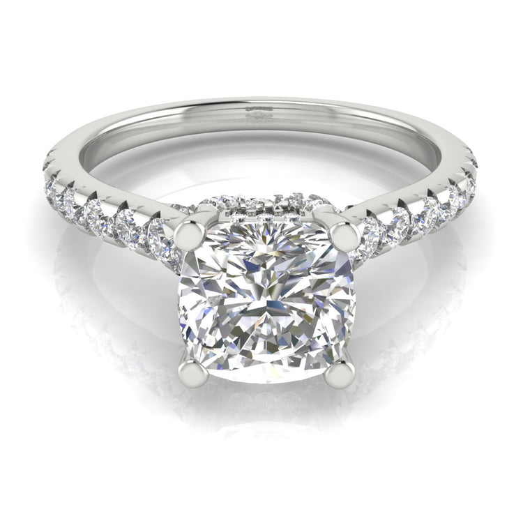 Bridge Pave Cushion Cut  Engagement Ring | Moissanite | Lab Grown Diamond