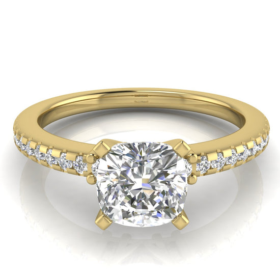 Floating Shoulder Cushion Cut Lab Diamond Engagement Ring