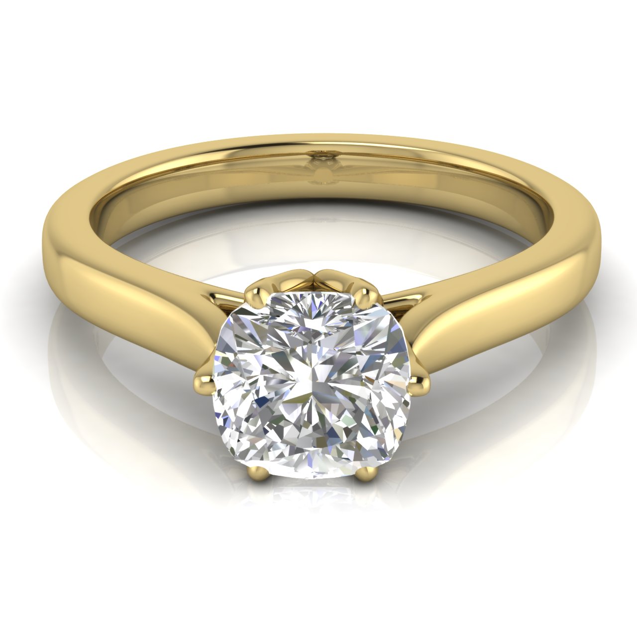 Floral Cushion Cut Lab Diamond Engagement Ring