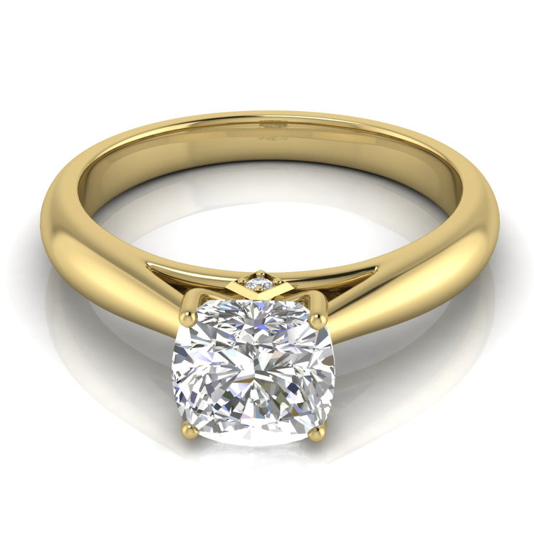 Elegant Hidden Stone Cushion Cut Lab Diamond Engagement Ring