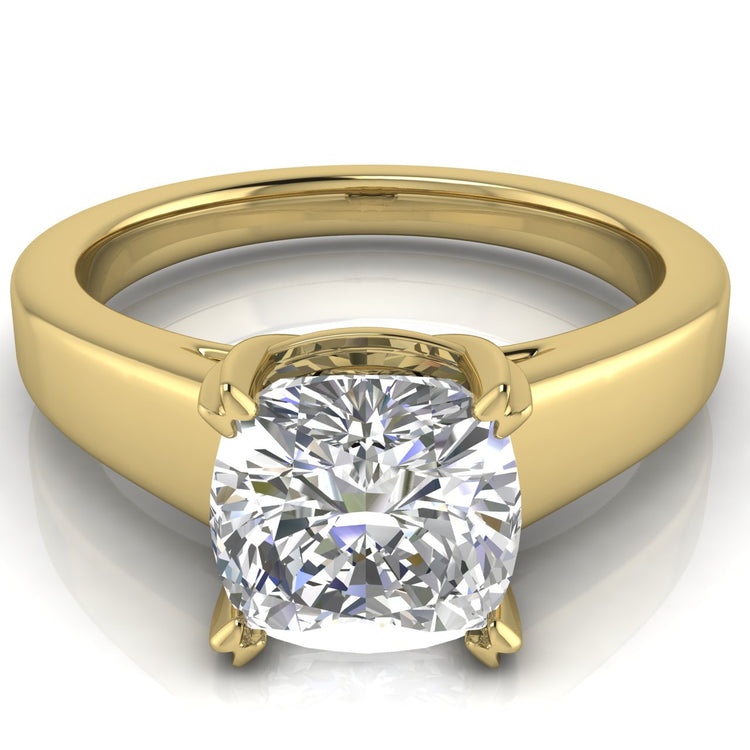 Wide Band Cathedral Cushion Cut Moissanite Engagement Ring