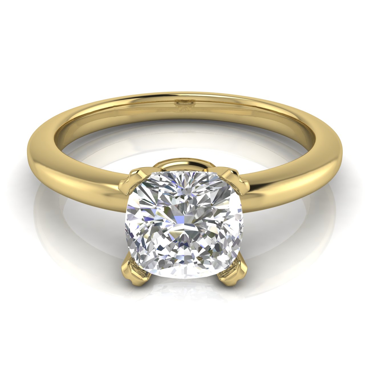 Basket Set Cushion Cut Lab Diamond Engagement Ring