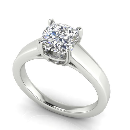 Wide Band Cathedral Cushion Cut Lab Diamond Engagement Ring