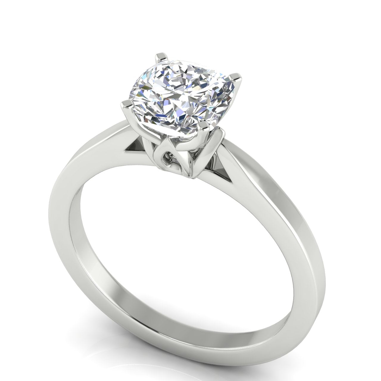 Tulip Basket Cushion Cut Moissanite Engagement Ring